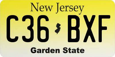 NJ license plate C36BXF