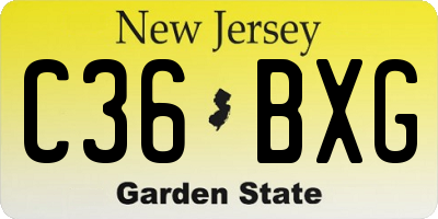 NJ license plate C36BXG