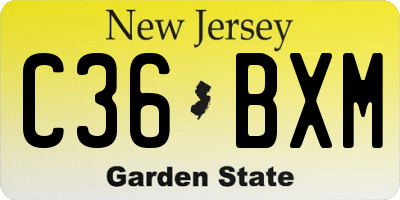 NJ license plate C36BXM