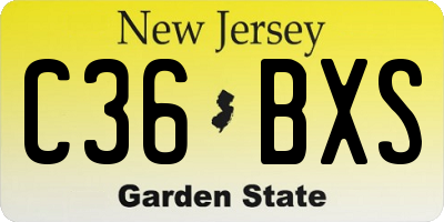 NJ license plate C36BXS
