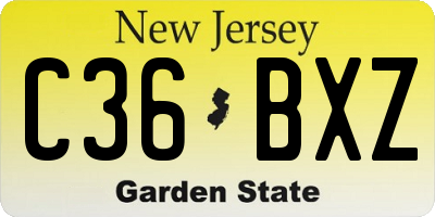 NJ license plate C36BXZ