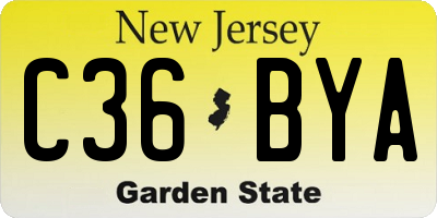 NJ license plate C36BYA