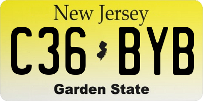NJ license plate C36BYB