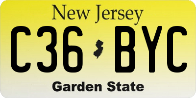 NJ license plate C36BYC