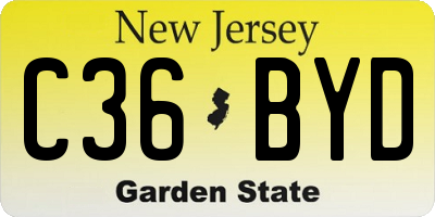 NJ license plate C36BYD