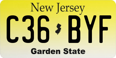 NJ license plate C36BYF