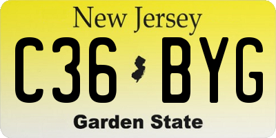 NJ license plate C36BYG