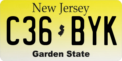 NJ license plate C36BYK