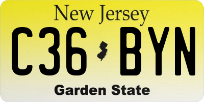 NJ license plate C36BYN