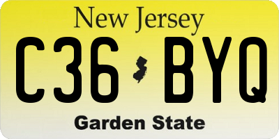 NJ license plate C36BYQ