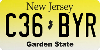 NJ license plate C36BYR