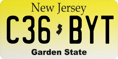 NJ license plate C36BYT