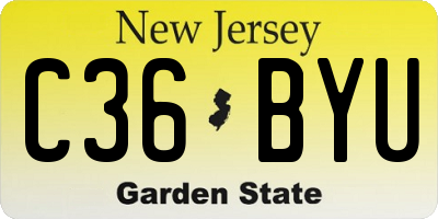 NJ license plate C36BYU