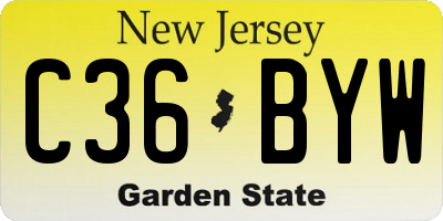 NJ license plate C36BYW
