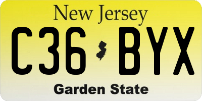NJ license plate C36BYX