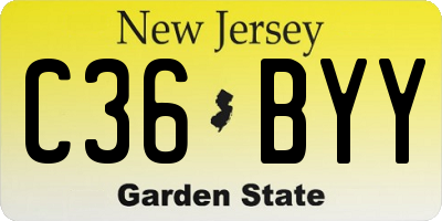 NJ license plate C36BYY