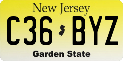 NJ license plate C36BYZ