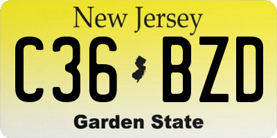 NJ license plate C36BZD
