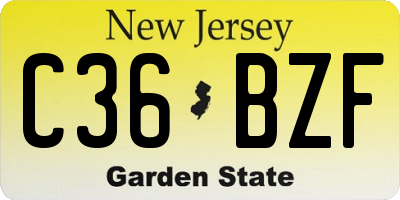 NJ license plate C36BZF