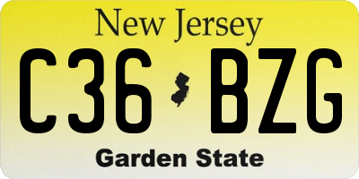 NJ license plate C36BZG