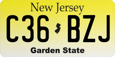 NJ license plate C36BZJ