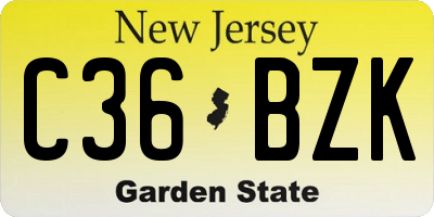 NJ license plate C36BZK