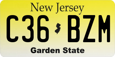 NJ license plate C36BZM