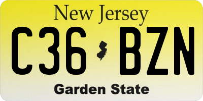 NJ license plate C36BZN