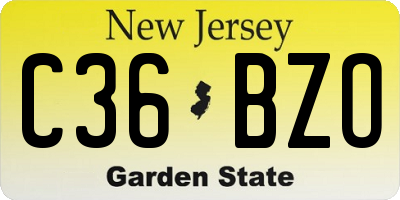 NJ license plate C36BZO