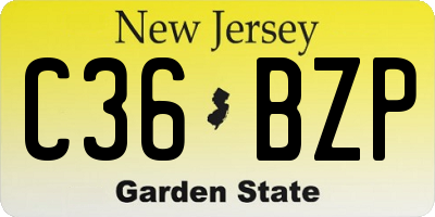 NJ license plate C36BZP