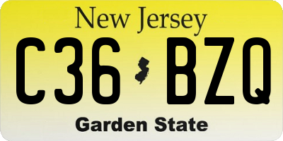 NJ license plate C36BZQ