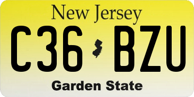 NJ license plate C36BZU