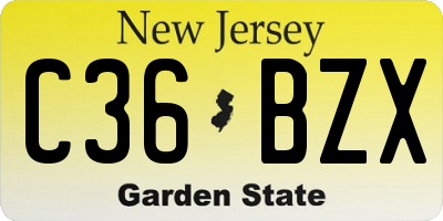 NJ license plate C36BZX