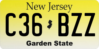 NJ license plate C36BZZ