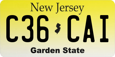 NJ license plate C36CAI