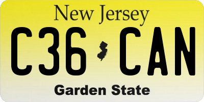 NJ license plate C36CAN