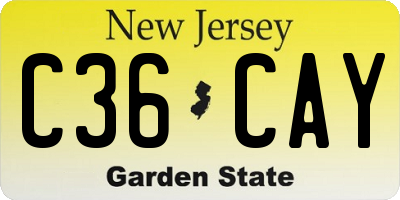 NJ license plate C36CAY