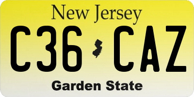 NJ license plate C36CAZ