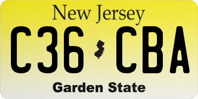NJ license plate C36CBA