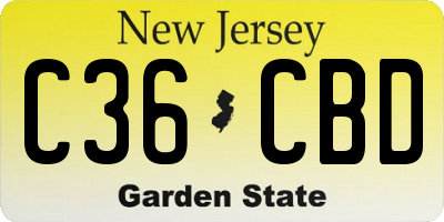 NJ license plate C36CBD