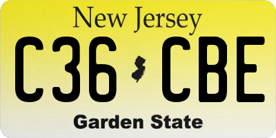 NJ license plate C36CBE