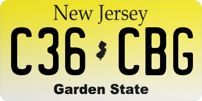 NJ license plate C36CBG