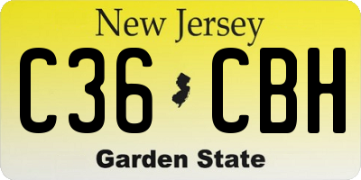 NJ license plate C36CBH