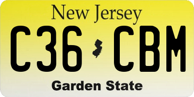 NJ license plate C36CBM