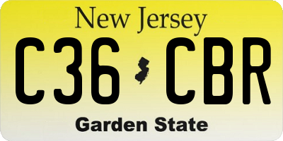 NJ license plate C36CBR