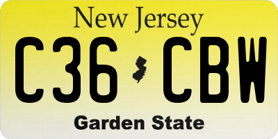 NJ license plate C36CBW