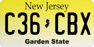 NJ license plate C36CBX
