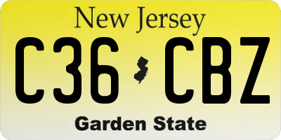 NJ license plate C36CBZ