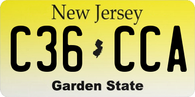 NJ license plate C36CCA