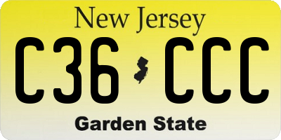 NJ license plate C36CCC